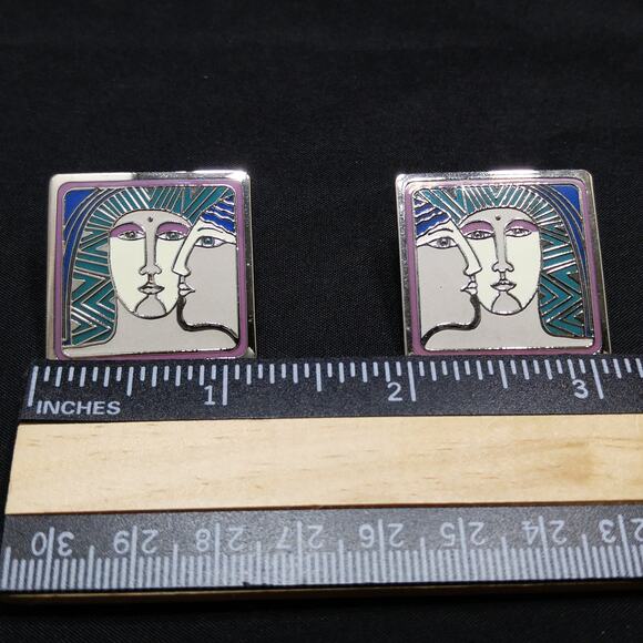 Laurel Burch Ancient Ancestors Earrings Art of Human Being Enamel 1980s - Picture 8 of 10